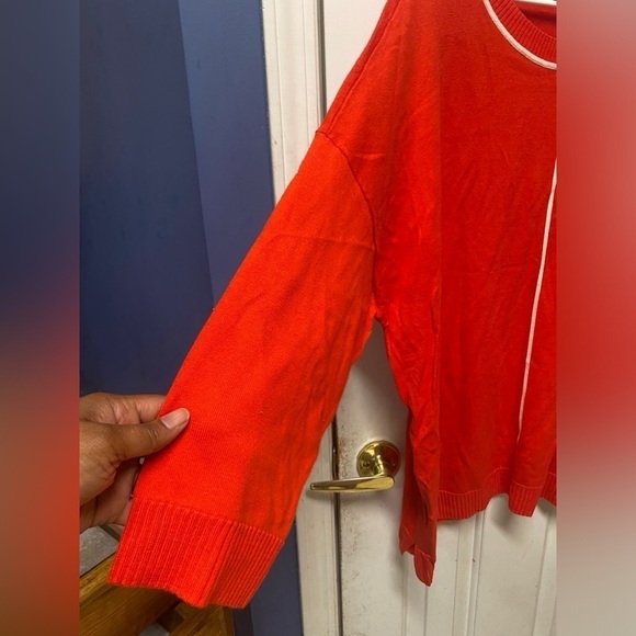 Isaac Mizrahi Drop Shoulder Pullover w / Piping Red 2XL - Picture 3 of 10